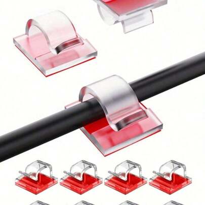 20 Outdoor Adhesive Cable Clips, Suitable For Christmas Light Clips, Decorative Clips, Self-Adhesive Hooks, Wire Organizers, And Fairy Light Accessories