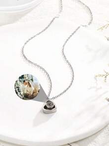 Dây chuyền chiếu ảnh tùy chỉnh, Dây chuyền chiếu hình trái tim có ảnh bên trong, Dây chuyền "Anh yêu em", Mặt dây chuyền hình trái tim bằng thép không gỉ có thể tùy chỉnh 100 ngôn ngữ - Quà tặng - Nhiều màu - Xem 4