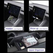 适用于特斯拉 Model Y Juniper 2025-2026/Model 3 Highland 2025-2024 的升级版中控台无线充电保护垫/屏幕下储物整理垫，黑色（不适用于 Model Y 2020-2024/不适用于 Model 3 2017-2023） - 1套2件 - 查看 3