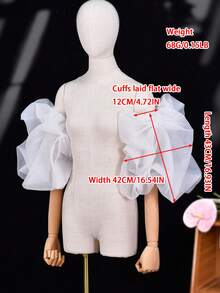 1 对简约白色欧根纱泡泡袖袖口，宽松袖套，适合女士连衣裙、出席晚宴、舞会、派对等场合。 - 彩色 - 查看 7