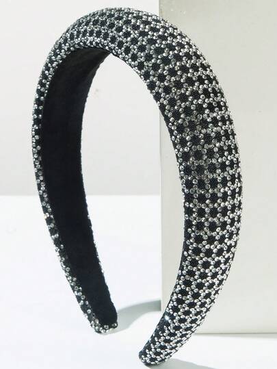 1件纯色海绵高冠发箍，韩式极简时尚女士头饰，多功能水钻装饰发饰发带发箍