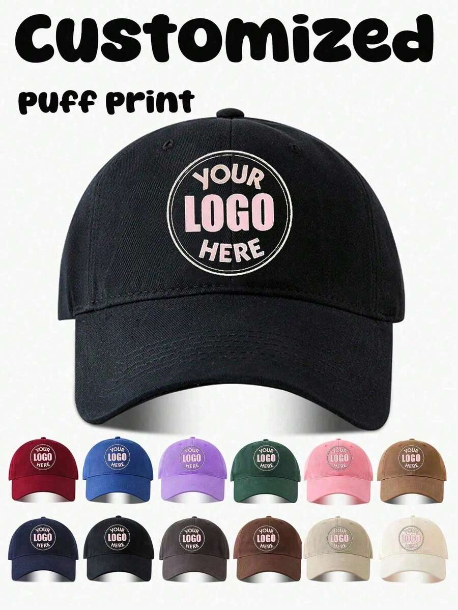 Chapéu de Sol Unissex com Letras em Inglês Multicoloridas Personalizadas, Boné de Beisebol Personalizado com Impressão de Foto Personalizada, Boné Colorido Gravável