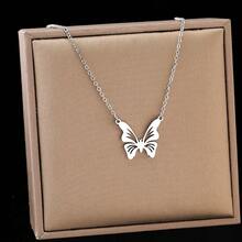 Dây chuyền thép không gỉ tinh tế, thanh lịch với mặt dây chuyền hình bướm, kiểu dáng choker, vòng cổ thời trang sang trọng dành cho nữ, quà tặng bạn bè. - vòng cổ - Xem 4
