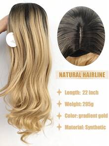 Tóc giả xoăn vàng ombre 22 inch có mái, tóc giả tổng hợp xoăn vàng ombre, kiểu dáng tự nhiên, phù hợp để đội hàng ngày cho phụ nữ. - Tóc vàng ombre - Xem 4