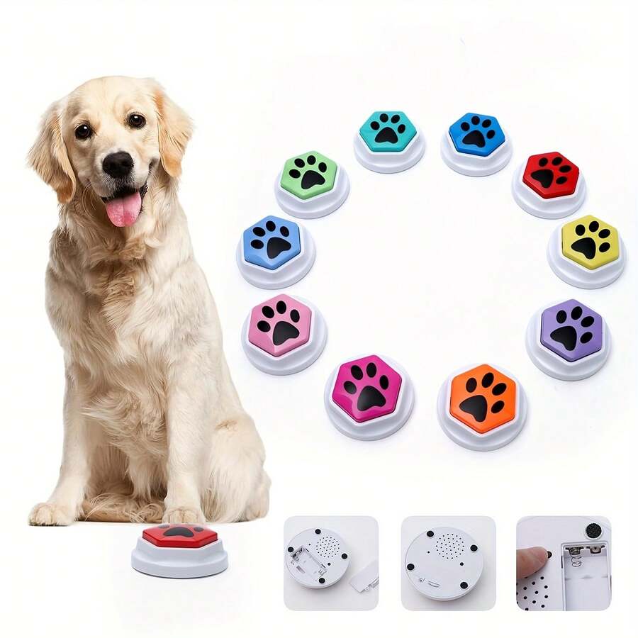 ENSSU 6-Sided Base Recordable 30-Second Pet Training Voice Call Button, Suitable For Cat & Dog Interactive Toys (Batteries Not Included)