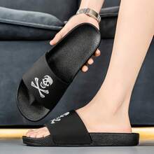 1 đôi dép lê nam EVA in chữ, đế dày, dép đi biển, dép xỏ ngón tiện dụng cho kỳ nghỉ hè. - Đen và trắng - Xem 5