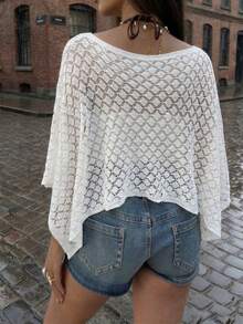 Bộ sưu tập áo len nữ mùa hè mới của SEREN, áo kiểu ren mùa xuân/hè, áo len dệt không đều, áo viền gợi cảm, trang phục đi biển, áo len mùa hè, trang phục ngày lễ. - trắng - Xem 5