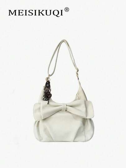 2026 New Minimalist Large Bow Tote Bag, Casual Versatile Soft Leather Handbag, Daily Commute & Shopping Shoulder Bag With Large Capacity