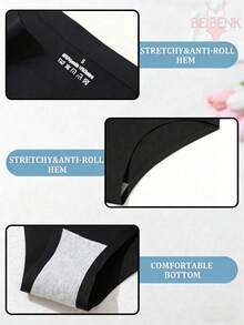 BEIBENK Yes Daddy Pink Text Black Underwear For Women Sexy And Playful Design Perfect For Intimate Moments And Romantic Gifts  And Bold Style,,Women Briefs, Sexy Seamless Breathable,Ice Silk Panties, Panties For Women,Ropa Interior Demujer - 黑色1 - 查看 5