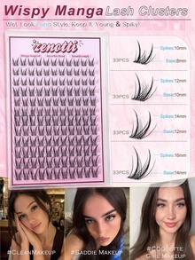 卡通风格假睫毛簇，精致假睫毛簇，自然动漫风格单簇假睫毛，兔兔仙子型尖刺单根假睫毛簇，无痕带，水润效果，DIY假睫毛，CC卷翘，10-16毫米 - D - 查看 6