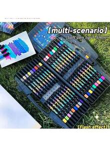 12/24/36/48 Colors Glitter Brush Markers, Dual-Tip Dual-Color 1-5mm Soft Brush Tip Glitter Markers, Suitable For Doodle, Writing, Glitter Art Craft, Adult DIY, Greeting Card Making, Office & School Supplies, Back To School - Multicolor - View 11
