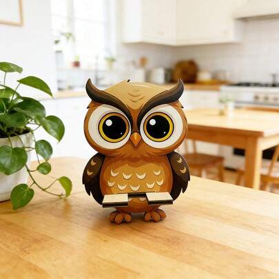 1pc Cartoon Owl & Panda Wooden Phone Stand, Slouchy Phone Holder, Portable For Work, Travel, Decorative Desktop Accessory, Convenient For Charging, Creative Home & Garden Decor