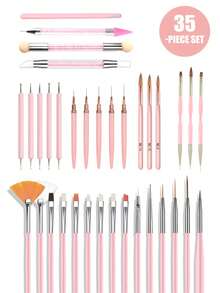 Bộ 35 cọ vẽ móng nghệ thuật, dụng cụ làm móng chuyên nghiệp kèm bút chấm, cọ vẽ, cọ vẽ móng acrylic dùng cho sơn gel, thiết kế móng nghệ thuật, làm móng tay và móng chân. - Nhiều màu - Xem 1