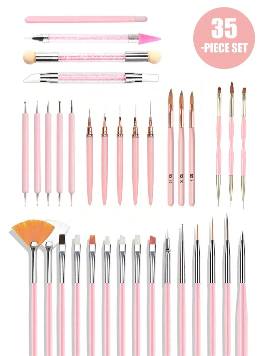 Bộ 35 cọ vẽ móng nghệ thuật, dụng cụ làm móng chuyên nghiệp kèm bút chấm, cọ vẽ, cọ vẽ móng acrylic dùng cho sơn gel, thiết kế móng nghệ thuật, làm móng tay và móng chân. - Nhiều màu - Xem 1