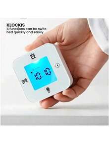 IKEA Reloj despertador de escritorio de estilo nórdico con luz nocturna silenciosa, termómetro y decoración multifuncional de 7 cm cuadrados - Blanco - Ver 3