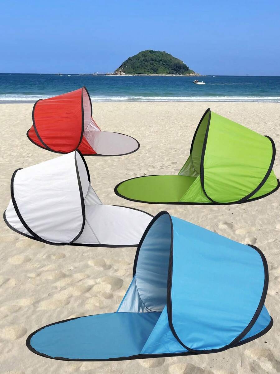 1件户外帐篷，便携式遮阳篷，单人速搭沙滩帐篷，防晒霜，露营装备
