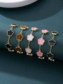 5pcs Colorful Clover Charm Bracelet Set, Classic Fashion Jewelry Accessories For Women - Nhiều màu - Xem 3