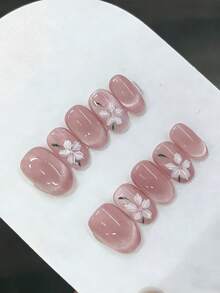 10pcs Handmade Nail Stickers, Modify Finger Shape To Look Slender And Delicate, Comfortable For Daily Wear, Suitable For Various Occasions. Low-Key But Detailed Gentle Nail Art! Nude Pink Gradient Base Color Matches Well, Exquisite 3D Floral Carving, Versatile For Commuting And Dating. The High-End Feel Is Hidden In Every Delicate Luster. Suitable For Daily Wear Or As Holiday Gifts For Girls. Handmade Press On Nails - Pink - View 3