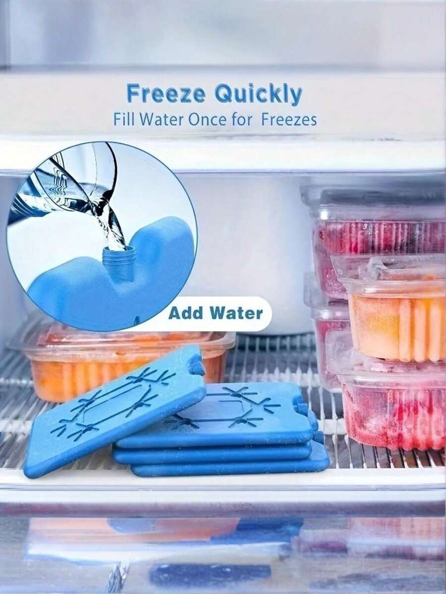 4 piezas de moldes reutilizables de cubitos de hielo de 200 ml, aptos para entrega de alimentos frescos, refrigeración y congelación - Azul - Ver 1