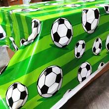 Green Football Theme Tablecloth - Ideal For Birthday, Anniversary And Sports Party - Durable Plastic Material, Geometric Pattern Design - Suitable For Sports Events, World Cup, Football Theme Parties, Various Occasions, Party Dining Table Decor, Reusable, Easy To Clean Surface, Match Day Decoration, Football Party Supplies, Essential For Event Planners, Holiday Shopping Essential - A - View 6