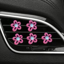 5pcs Transparent Hollow Flower Car Air Vent Decor, Fresh & Healing Fashion Lightweight, Women's Car AC Vent Decor, Fragrance-Free - For Decoration Only - Hollowed-out Small Flowers - View 1