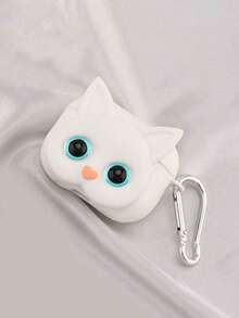 1 pieza Funda de silicona para auriculares en forma de gato blanco 3D, compatible con Apple 1/2/3/4, Pro/Pro2 - Blanco - Ver 6