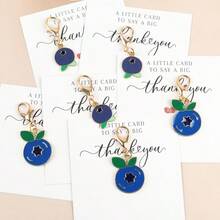 3pcs/6pcs Elegant Blueberry Keychains With Gratitude Card - Fashionable Keychains For Women And Men, Fruit Charm; Comes With Inspiring And Encouraging Cards, Cute For Wallet, Backpack, Car Accessories, Love And Care Party Gifts - Silver - View 3