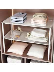 Estantería de almacenamiento ajustable y expandible de uso pesado - Unidad de estantería de metal apilable que ahorra espacio, superficie pulida, sin necesidad de montaje. Ideal para cocina, dormitorio, organización de escritorio, estantería de almacenamiento, estantería multiusos, organizador, estantería de cocina, accesorios de cocina, estantería para zapatos, estantería de almacenamiento, estantería montada en la pared. - Blanco - Ver 1