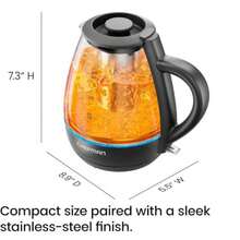 Electric Kettle with Tea Infuser Compact 1L 4 Cups 1500W Removable Lid for Easy Cleaning Boil-Dry Protection Stainless Steel Filter BPA Free Auto Shut Off Small Electric Tea Kettle - Negro - Ver 4