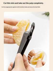 1pc Multifunctional Folding Stainless Steel Orange Peeler, For Peeling Oranges, Dragonfruit, Tangerines, Pomegranates - Multicolor - View 3