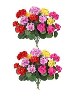 4/8pcs Artificial Geranium Outdoor Silk Flowers, Fake Geranium Bushes, Suitable For Home Floral Decor, Indoor Garden, Patio, Grave, Vase, Tabletop Decoration - Multicolor - View 8