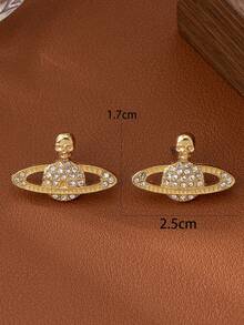 1 đôi/2 đôi bông tai đính đá hình đầu lâu và hành tinh thời trang, thanh lịch, thích hợp cho nữ giới đeo hàng ngày và làm quà tặng. - Nhiều màu - Xem 6