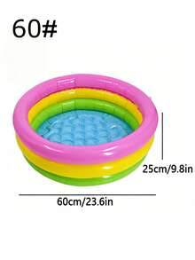 1pc Outdoor Summer Inflatable Swimming Pool, Colorful Circular Inflatable Pool, PVC Foldable Portable Auto-Inflating Swimming Pool, Simulated Fishing Practice Pool, Comfortable Inflatable Ocean Swimming Pool, Suitable For Camping, Travel, Indoor, Backyard, Garden - Multicolor - View 8