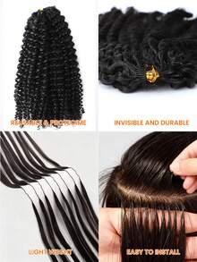 50G 1 Gói Tóc Bện Boho Xoăn Móc Tóc Người Không Thắt Nút Tách Sẵn Tóc Móc Lông Vũ Xoăn Tóc Người Vô Hình 12A Nhẹ Mịn Tóc Nối Thắt Nút Kỳ Diệu Màu Đen Tự Nhiên - Natural Black - Xem 7