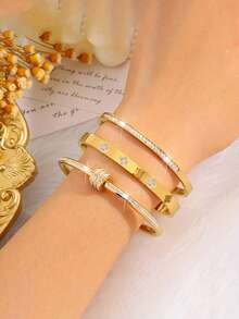 RAYQUEEN Stainless Steel Fashionable Versatile Bracelet Set, Suitable For Gifts - Set - View 3