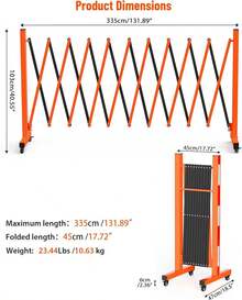 Portable Expandable Folding Gate – Heavy Duty Yellow Steel Expandable Barricade With 360° Locking Castors, Foldable Middle Section Temporary Driveway Gate - B - View 1