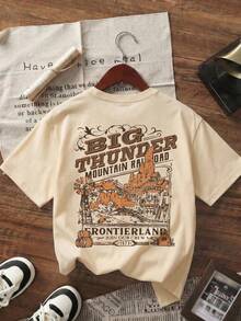 Women's Summer Fashion Trending Letter Print Loose Casual T-Shirt, Versatile Daily Casual Wear - Apricot - View 3