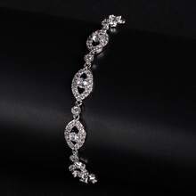 1条16.5厘米+1.5厘米可调节长度女士时尚手链，配有可拆卸延长扣，镶嵌立方氧化锆，镂空设计。简约时尚，适合女士日常佩戴、节日、约会、送礼。 - 銀色 - 查看 2