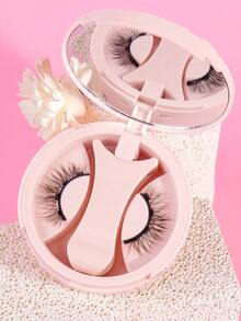 MAANGE Mother's Day Gift 1 Set Reusable Magnetic Eyelashes With Eyelash Curler, Natural Look Without Glue, Easy To Wear And Remove, 3D Soft Curly Fluffy Faux Lashes - Natural Lashes - View 3