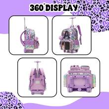 3pcs/Set Girls' Rolling Backpack Set, Including Handbag, Crossbody Bag And Pencil Case, Suitable For Elementary School Students - Children's Rolling Bags - View 9