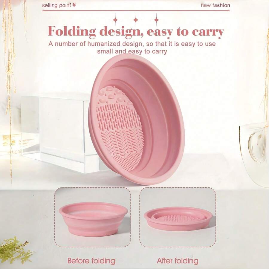 Bộ 4/2/1 dụng cụ vệ sinh cọ trang điểm bằng silicon có thể gập lại, không mùi, dễ làm sạch, thích hợp cho du lịch và tất cả các loại bông mút và cọ trang điểm. - Bát rửa cọ trang điểm - Xem 1