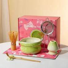 7pcs Pink Bow Matcha Tea Set, Including Glazed Matcha Bowl, Japanese Matcha Whisk (Chasen) And Tea Scoop, Traditional Tea Ceremony Tea Set - Matcha Bowl Set - View 10