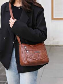 多层软皮包，时尚百搭，妈妈包，大容量，单肩斜挎包 - 彩色 - 查看 6