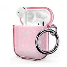 Ốp tai nghe đính kim sa, đá lấp lánh, có thể đứng vững, tương thích với Pro 3, ốp bảo vệ trong suốt cho 3 21, ốp tai nghe Bluetooth mềm mại. - Hồng - Xem 1