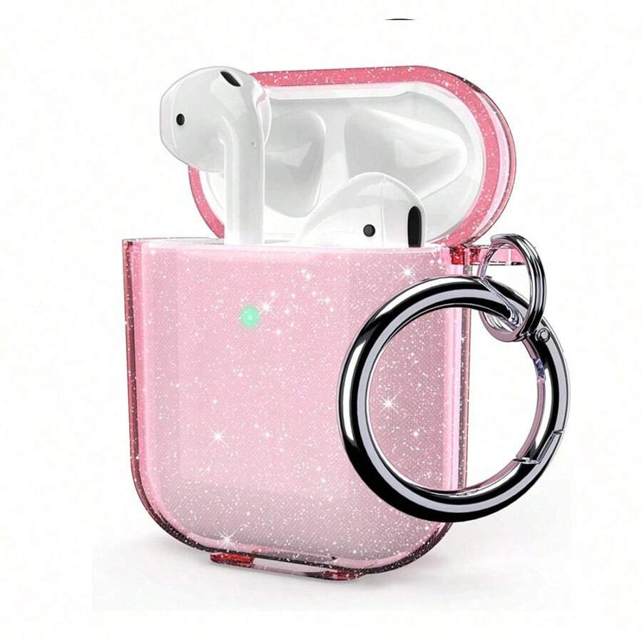 Ốp tai nghe đính kim sa, đá lấp lánh, có thể đứng vững, tương thích với Pro 3, ốp bảo vệ trong suốt cho 3 21, ốp tai nghe Bluetooth mềm mại. - Hồng - Xem 1