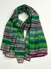 1pc Women's Simple Printed Scarf, Fashionable New Sunscreen Beach Shawl, Wrap - Multicolor - View 2