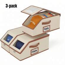 Hat Storage – Foldable Dustproof Organizer For Baseball Caps, Hat Case & Hat Boxes With Clear Window, Extra Large, Holds 12–24 Hats, Perfect For Closet, Travel, Office, Dorm Or Sports Bag, Special Gift For Any Occasion With Seasonal Storage - 杏色 - 查看 11