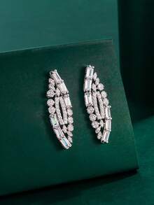 1对Tylionnejewelry奢华铂金镀层耳环，节日派对、周年纪念礼物 - 銀色 - 查看 1