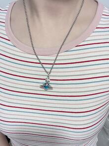 Vivienne Westwood New Tiny Orb Collection Medium Blue Ball Pilot Necklace Silver Tone, Brass - 藍色 - 查看 11