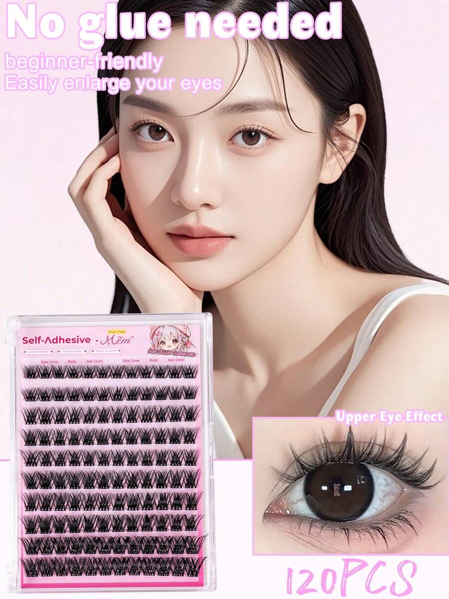 120 cặp mi giả tự dính, nhiều độ dài, kiểu dáng mềm mại, không cần keo, mi giả rời mềm mại, mi giả tự dính DIY, mi giả dán sẵn, mi giả cong chữ C tự nhiên giúp mi dài hơn, không cần keo hoặc nước tẩy trang, mi giả, mi giả từng sợi, mi giả.